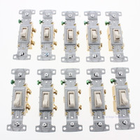10 Hubbell RESIDENTIAL Lt Almond Single Pole Toggle Light Switches 15A RS115LA