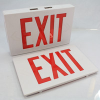 New AstraLite Universal Thermoplastic White LED Exit Sign Red Letter TP-U-R-W-EM