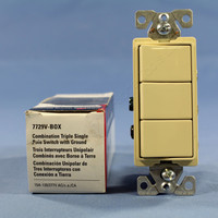 Cooper Ivory Combination Single Pole Decorator Triple Rocker Light Switch 15A 7729V