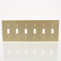 Cooper Ivory Thermoset Standard Size 6-Gang Toggle Switch Cover Wallplate Switchplate 2156V