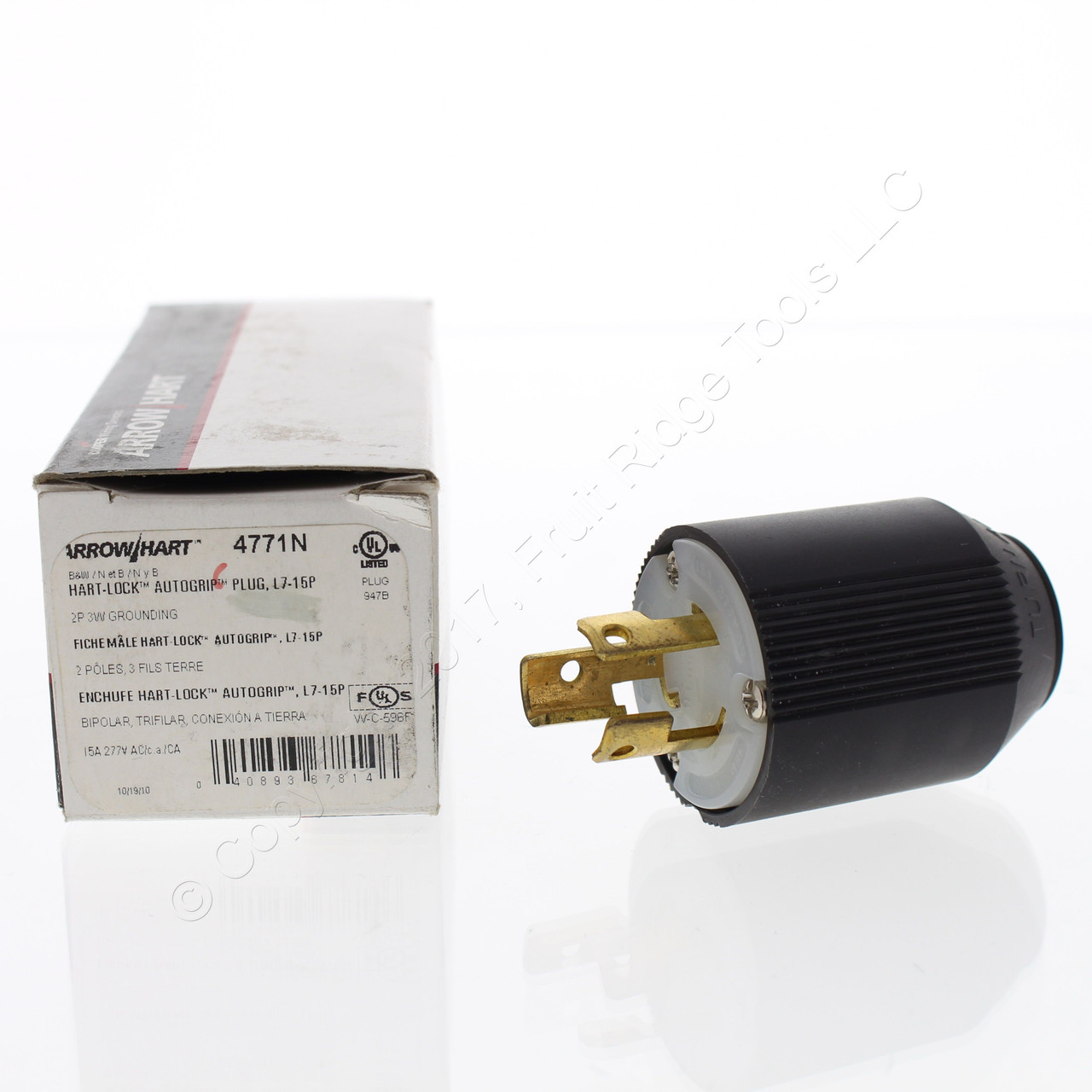 Cooper Black Watertight Locking Plug NEMA L7-20P 20A 277V 2-Pole 3-Wire L720PWBK 