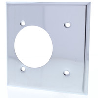 New Cooper 2 Gang Chrome Off Center 2.1563" Hole Power Receptacle Wallplate 192