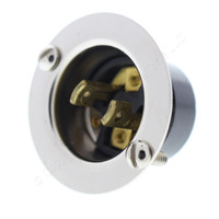Cooper Black Industrial 15A 125V 2-Pole 2-Wire Non-Grounding Back Wire NEMA ML-1 Midget Locking Flanged Inlet 7466