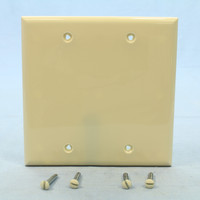 Cooper Light Almond Thermoplastic 2-Gang Blank Box Mount Standard Wallplate Cover 5137LA