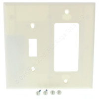 Cooper Almond Standard Grade 2-Gang Toggle Switch Decorator GFI Combination Mid-Size Wallplate Cover 2053A