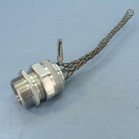 Cooper Stainless Steel Mesh Industrial Straight Male Delux Cord Grip Strain Relief Cable .075"-.875" 1-1/2" NPT DC500750