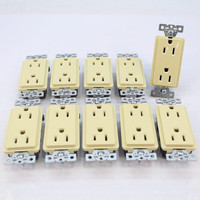 10 Cooper Ivory Commercial Grade Decorator Straight Blade Receptacle NEMA 5-15R 2-Pole 3-Wire 15A 125V B&S DECB15I