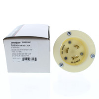 New Cooper White Back Wire Grounding Industrial Grade Flanged Locking Inlet L9-20P 20A 600VAC 2-Pole 3-Wire CWL920FI
