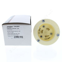 New Cooper White Back Wire Grounding Industrial Grade Flanged Locking Inlet L9-20P 20A 600VAC 2-Pole 3-Wire CWL920FI