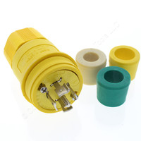 Cooper Yellow Industrial Grade Back Wire Grounding Watertight Locking Plug NEMA L23-20R 20A 347/600V 3PH 4P5W L2320PW