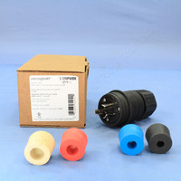 Cooper Black Thermoplastic Industrial Grade Watertight Locking Plug L6-20P Grounding Back Wire 20A 250V 2P3W L620PWBK