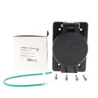 Cooper Black Watertight Locking Receptacle Outlet w/Lid NEMA L10-30R 30A 125/250V 3P3W Non-Grounding L1030RWBK