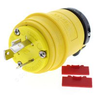 Cooper Yellow Industrial Grade Grounding Back Wire Locking Plug NEMA L7-20P 20A 277V 2-Pole 3-Wire L720PY