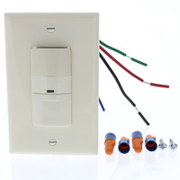 Cooper Light Almond Commercial Grade Single Pole 3-Way PIR Occupancy Sensor Wall Switch 120V Auto/Manual OSW-P-0801-120