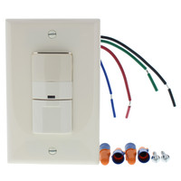 New Cooper Almond Passive Infrared Vacancy Sensor Switch Single Pole 3-Way 180? Field View 1000 Sqft 120V 600W VS306U-A