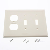 Cooper Almond UNBREAKABLE 3-Gang MidSize Receptacle Switch Nylon Wallplate PJ28A