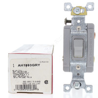 New Cooper Gray Industrial Grade Self-Grounding 3-Way Toggle Switch 20A 120/277V Back & Side Wired AH1993GRY