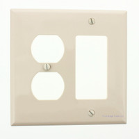 Cooper Almond UNBREAKABLE Midsize 2-Gang Duplex Outlet Cover Decorator Rocker Switch GFCI Wallplate PJ826A