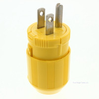 Cooper Yellow Nylon Heavy Duty Grounding Male Quickeze Corrosion Resistant Plug NEMA 5-15R 15A 125V 2P3W 5965VCR