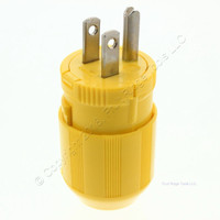 Cooper Yellow Nylon Heavy Duty Grounding Male Quickeze Corrosion Resistant Plug NEMA 5-15R 15A 125V 2P3W 5965VCR