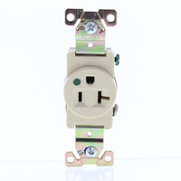 Cooper Ivory HOSPITAL Grade Nylon Straight Blade Single Receptacle Outlet 5-20R 20A 125V Back & Side Wired 8310V