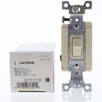 Cooper Ivory Industrial Grade Toggle Wall Light Switch 15A 120/277V 3-Way Back & Side Wired Automatic Grounding AH1203I