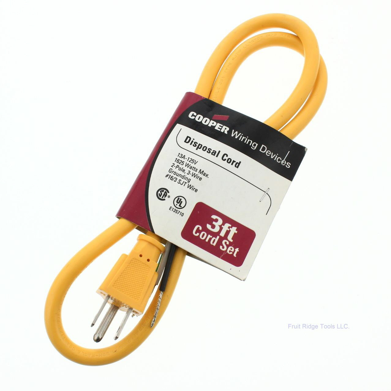 Cooper Yellow 3ft Straight Blade Power Extension Cord Nema 5 15p 13a 1v 2 Pole 3 Wire 236 Bu In Stock Fruit Ridge Tools