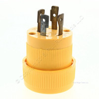 Cooper Yellow Nylon Twist-Lock Body Clamp Back Style Male Plug L14-20P 3-Pole 4-Wire 20A 125/250V 3465