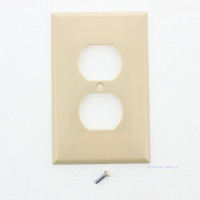 Cooper Ivory Plastic Mid-Size Single Gang Duplex Outlet Receptacle Wallplate Cover Standard Grade 1.53"H x 1.34"W 2032V