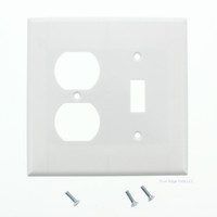 Cooper Mid-Size White 2Gang Combo Switch Receptacle Wallplate Outlet Cover 2038W