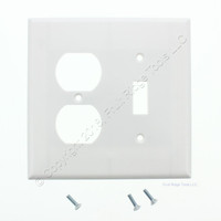 Cooper Mid-Size White 2-Gang Combination Switch Receptacle Wallplate Outlet Cover 2038W