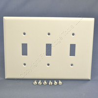Cooper Mid-Size Residential White 3G Toggle Switch Plate Cover Wallplate 2041W