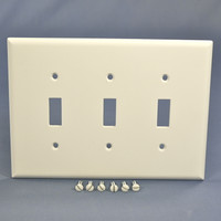 10 Cooper Mid-Size White 3-Gang Toggle Switch Plate Flush Cover Wallplates 2041W