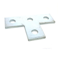B-Line Steel Zinc Four Hole Flat Tee Plate Connector 9/16" Hole Mounting 7/32" Thickness B133-ZN