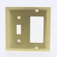 Pass & Seymour 2-Gang Toggle Switch Cover Brushed Solid Brass GFCI Decorator Plate SB126-CC