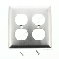 Pass and Seymour 302 Stainless Steel 2-Gang Duplex Receptacle Wallplate Outlet Cover SS82-CC10