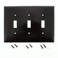Eagle Brown Mid-Size 3-Gang Toggle Switch Cover Thermoset Plastic Wallplate Switchplate 2041B