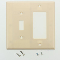 Eagle Ivory Mid-Size 2-Gang Combination Decorator Switch Cover GFI Plastic Thermoset Wallplate 2053V