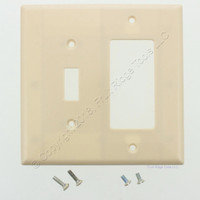 Eagle Ivory Mid-Size 2-Gang Combination Decorator Switch Cover GFI Plastic Thermoset Wallplate 2053V