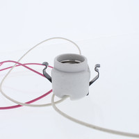 Leviton Porcelain Snap-In Lamp Holder Light Socket 110 Degree C Thermostat Pink/White Wires 660W 600V 31282-1