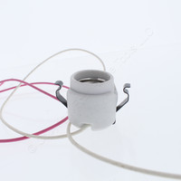 Leviton Porcelain Snap-In Lamp Holder Light Socket 110 Degree C Thermostat Pink/White Wires 660W 600V 31282-1