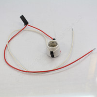 Leviton Porcelain Snap-In Lamp Holder Light Socket Thermostat Red/White Wires 660W 600V 31282-1