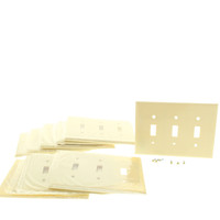 10 Cooper Electric MID-SIZE Ivory 3-Gang Switch Cover Wallplates 2041V