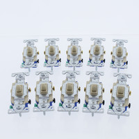 10 Eaton Ivory Toggle Wall Light Switches 3-WAY Quiet 15A 120V 1303-7V