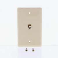 New Eaton Ivory Flush Mount Phone Jack Wall Plate 4-Conductor Telephone 3532-4V