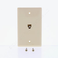 New Eaton Ivory Flush Mount Phone Jack Wall Plate 4-Conductor Telephone 3532-4V