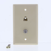 Eaton Ivory Flush Mount 4-Conductor Voice/Data Telephone Cable CATV Video Jack Wallplate 3535-4V