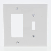 Eaton Mid-Size White NYLON Combination Toggle Switch Decorator GFCI Outlet Cover Receptacle Wallplate PJ126W