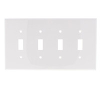 Eaton White 4-Gang Mid-Size UNBREAKABLE Nylon Toggle Switch Wallplate Cover PJ4W