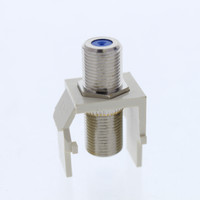 New Leviton Almond Quickport Nickel F-Type Coaxial Cable Connector Jack 40731-BA BLUE CENTER